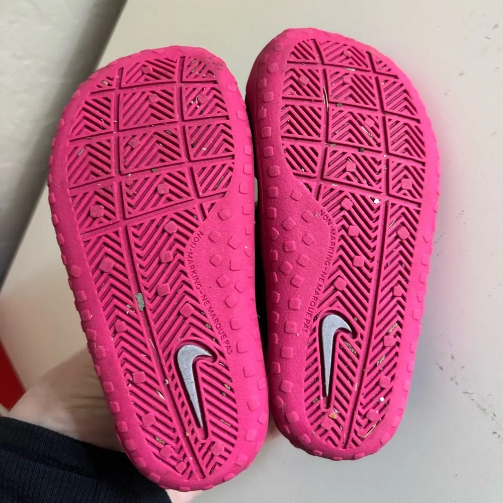 Nike Kids Pink and Blue Slip-On Sandals